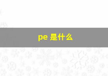 pe 是什么